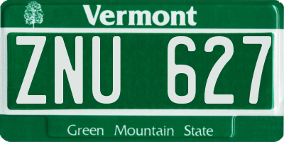 VT license plate ZNU627
