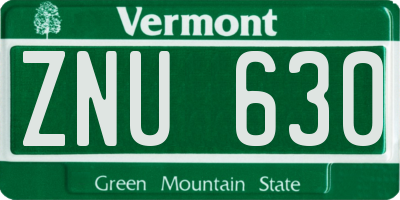VT license plate ZNU630