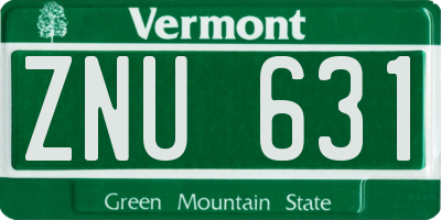VT license plate ZNU631