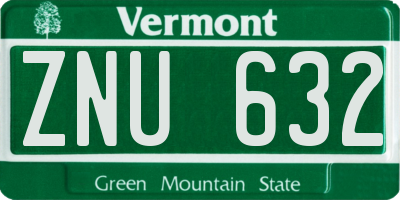 VT license plate ZNU632