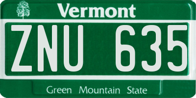 VT license plate ZNU635