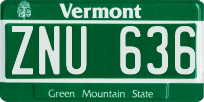 VT license plate ZNU636