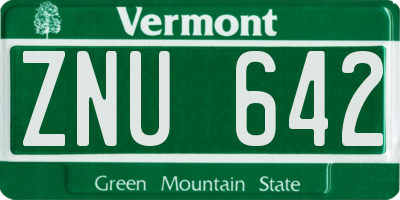VT license plate ZNU642