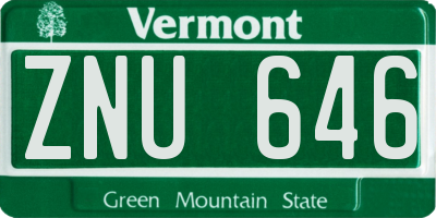 VT license plate ZNU646