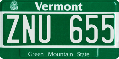 VT license plate ZNU655