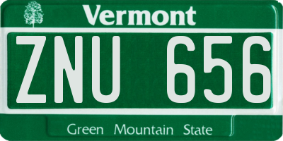VT license plate ZNU656