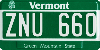 VT license plate ZNU660