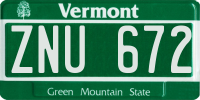 VT license plate ZNU672