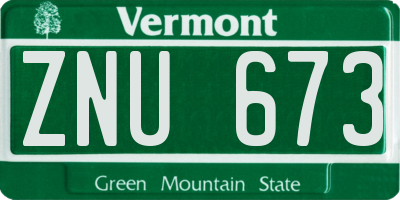 VT license plate ZNU673