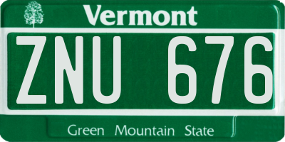 VT license plate ZNU676