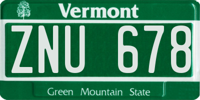 VT license plate ZNU678