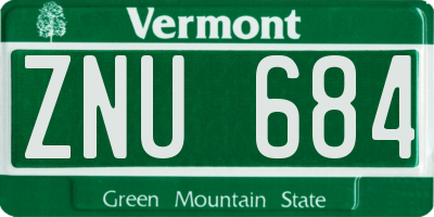 VT license plate ZNU684