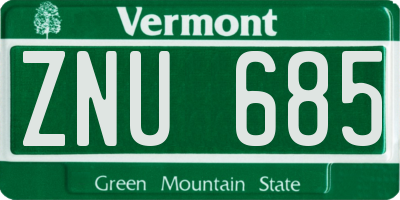 VT license plate ZNU685