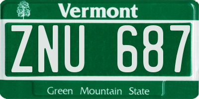 VT license plate ZNU687