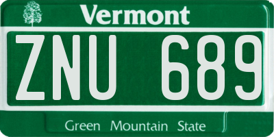 VT license plate ZNU689