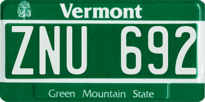 VT license plate ZNU692