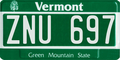 VT license plate ZNU697
