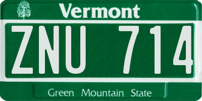VT license plate ZNU714
