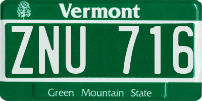 VT license plate ZNU716