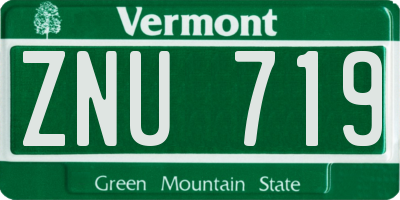 VT license plate ZNU719