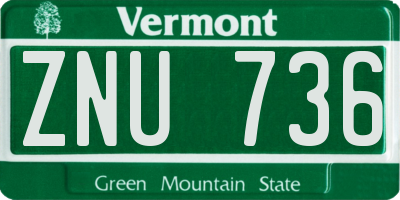 VT license plate ZNU736