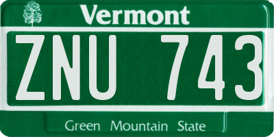 VT license plate ZNU743