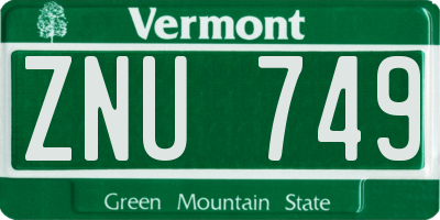 VT license plate ZNU749