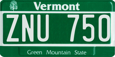 VT license plate ZNU750