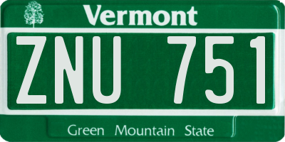VT license plate ZNU751
