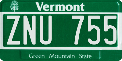 VT license plate ZNU755