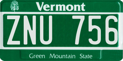 VT license plate ZNU756