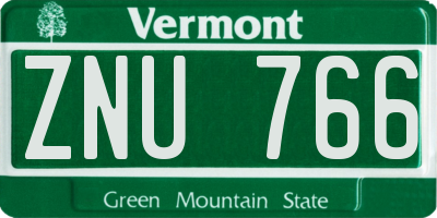 VT license plate ZNU766