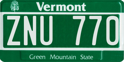 VT license plate ZNU770