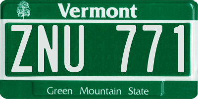 VT license plate ZNU771