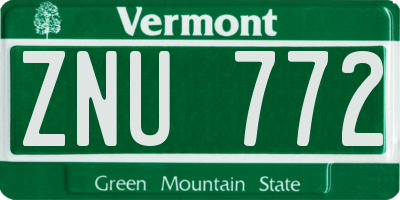 VT license plate ZNU772