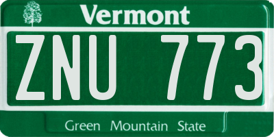 VT license plate ZNU773
