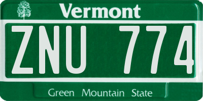 VT license plate ZNU774