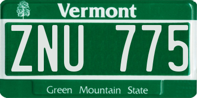 VT license plate ZNU775