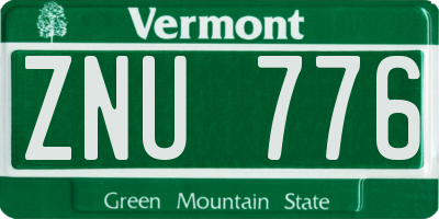VT license plate ZNU776