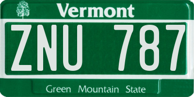VT license plate ZNU787