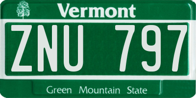 VT license plate ZNU797