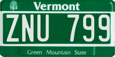 VT license plate ZNU799