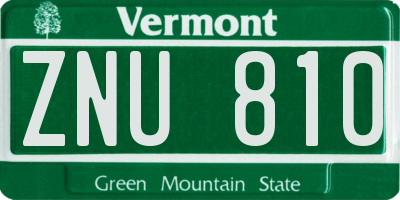 VT license plate ZNU810