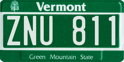 VT license plate ZNU811