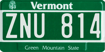 VT license plate ZNU814