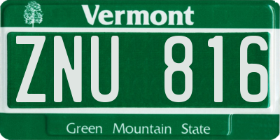 VT license plate ZNU816