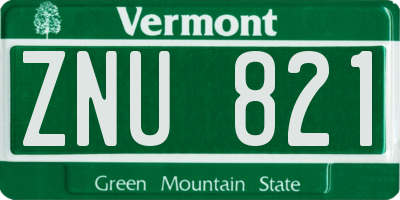 VT license plate ZNU821