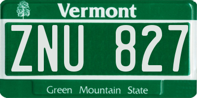 VT license plate ZNU827