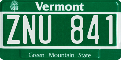 VT license plate ZNU841