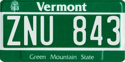 VT license plate ZNU843